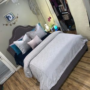 West Elm Velvet Luster Duvet Cover - Platinum gray